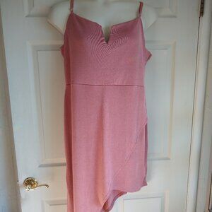 boohoo Rose Pink Plus Lois Asymmetric Midi Dress